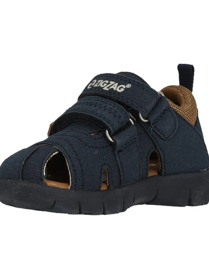 Halbsandalen in Dunkelblau/ Hellbraun