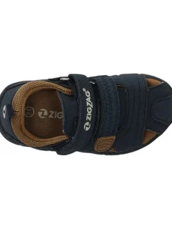 Halbsandalen in Dunkelblau/ Hellbraun