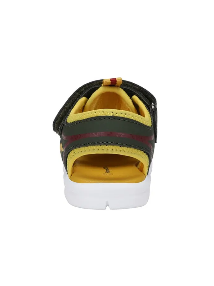 Halbsandalen in Khaki/Gelb