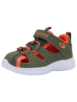 Halbsandalen in Khaki/Orange