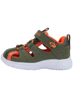 Halbsandalen in Khaki/Orange