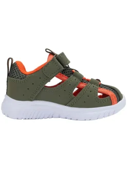 Halbsandalen in Khaki/Orange