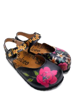 Halbsandalen in Schwarz/ Bunt