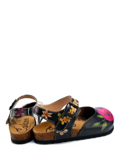 Halbsandalen in Schwarz/ Bunt