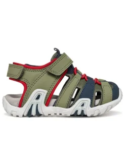 Halbsandalen "Kraze" in Khaki/ Rot/ Dunkelblau