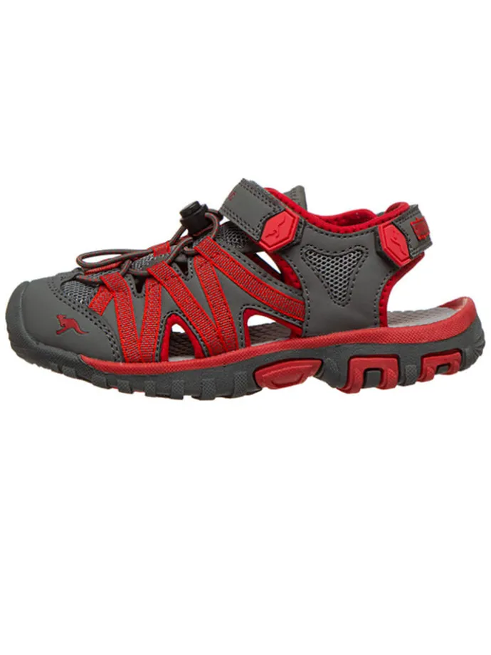 Halbsandalen "Osato" in Grau/ Rot