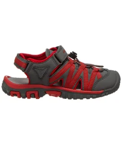 Halbsandalen "Osato" in Grau/ Rot