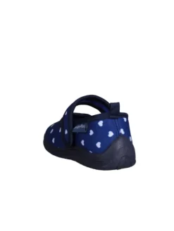 Hausschuh Herzchen in Marine