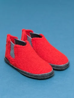 Hausschuh Hütten-Chelsea in rubin/grau