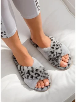 Hausschuh in grau-leo