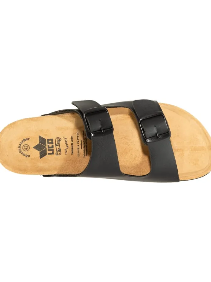 Hausschuhe ® Bioline-Pantolette in schwarz