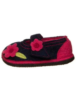 Hausschuhe "Becky" in Dunkelblau/ Pink