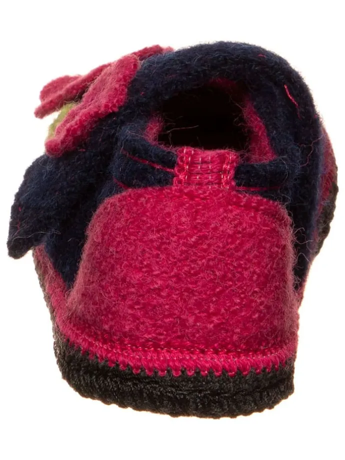 Hausschuhe "Becky" in Dunkelblau/ Pink