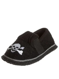 Hausschuhe "Bobby - Skull" in Schwarz