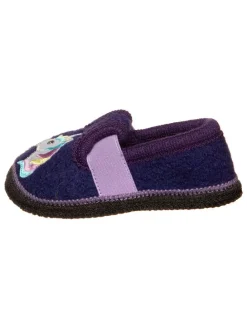 Hausschuhe "Bobby" in Dunkelblau/ Lila