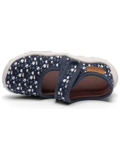 Hausschuhe in Dunkelblau/ Weiß