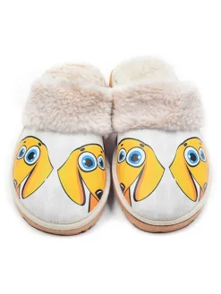 Hausschuhe in Weiß/ Gelb