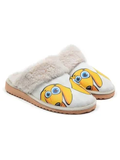 Hausschuhe in Weiß/ Gelb