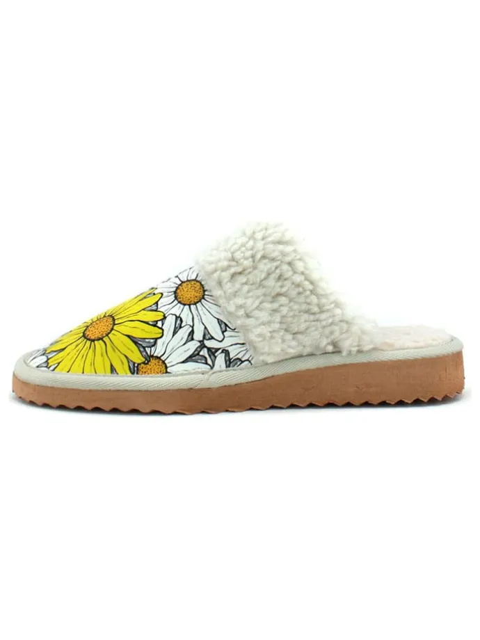 Hausschuhe in Weiß/ Gelb