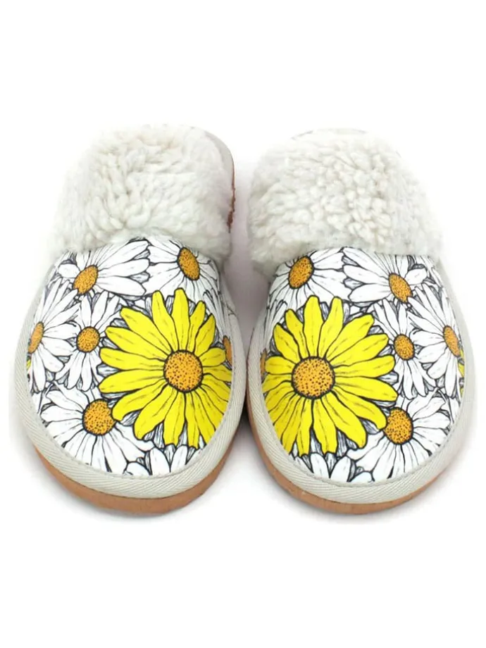 Hausschuhe in Weiß/ Gelb