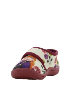 Hausschuhe mit Frozen Anna und Elsa Motiv, in wollweiß, mit klettverschluss