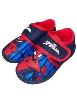 Hausschuhe mit Marvel Spiderman Motiv, in Rot, mit Klettverschluss