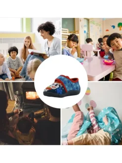 Hausschuhe mit Paw Patrol Chase und Marshall Motiv, in Blau, mit Klettverschluss