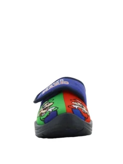 Hausschuhe mit Super Mario und Luigi Motiv, in Blau, Klettverschluss