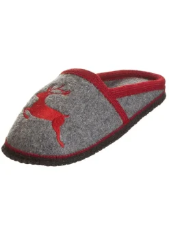 Hausschuhe "Virgen" in Grau/ Rot