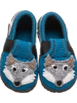 Hausschuhe "Wolf" in Blau