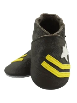 Hellbraune Baby-Leder-Erste Schritte Schuhe, rutschfeste Sohlen – Meteor-Muster