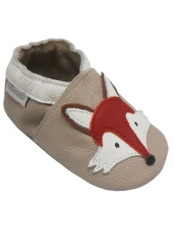 Helles Rosa Baby Leder Krabbelschuhe, mit rutschfester Sohle – Fuchs-Muster