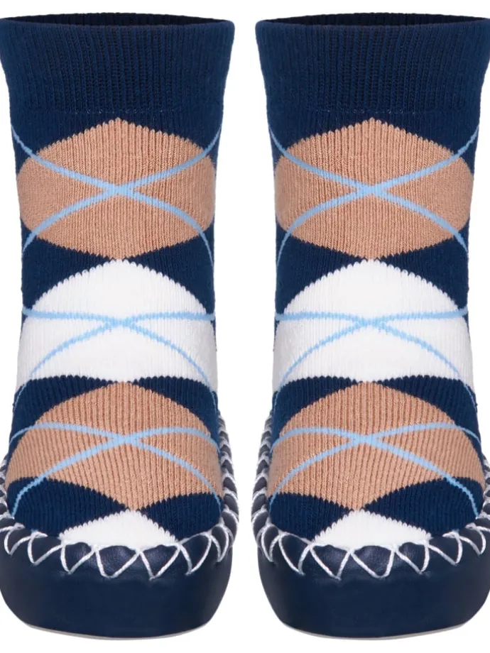 Hüttenschuh Karo in Marine