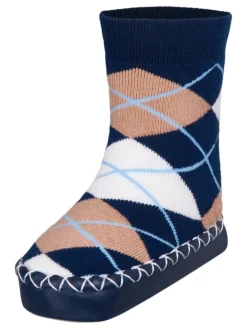 Hüttenschuh Karo in Marine