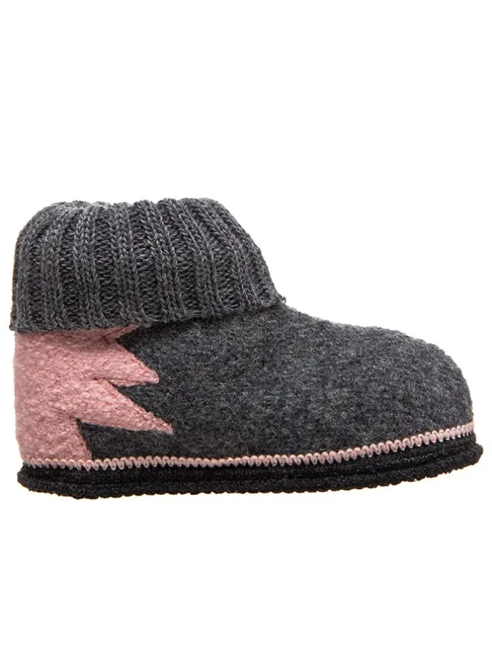 Hüttenschuhe "Leon" in Grau/ Rosa