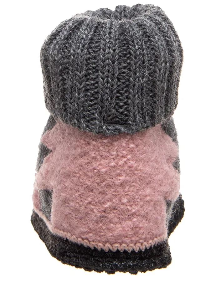 Hüttenschuhe "Leon" in Grau/ Rosa