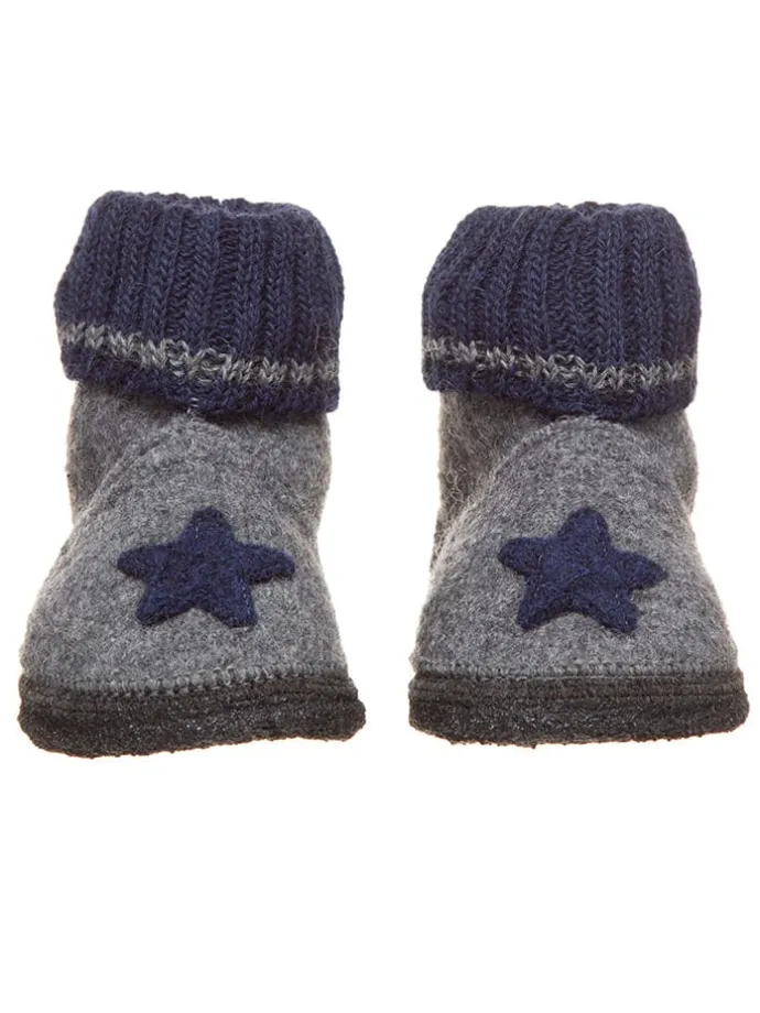 Hüttenschuhe "Stern" in Grau