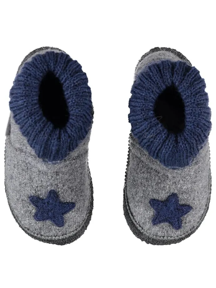 Hüttenschuhe "Stern" in Grau
