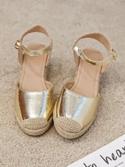 Keilespadrilles in Gold