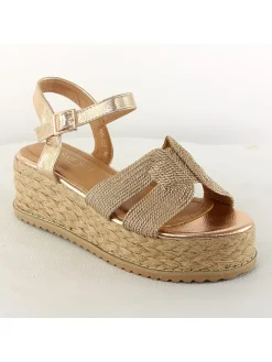 Keilsandaletten in Gold