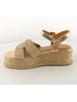 Keilsandaletten in Gold