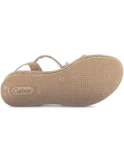 Keilsandaletten in Gold/ Hellbraun