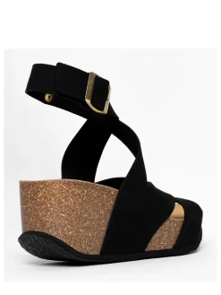 Keilsandaletten in Schwarz
