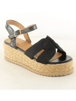 Keilsandaletten in Schwarz