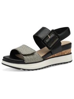 Keil-Sandaletten in Schwarz/ Weiß