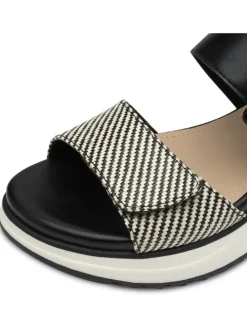 Keil-Sandaletten in Schwarz/ Weiß