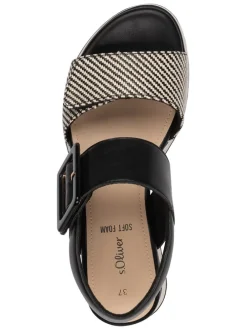 Keil-Sandaletten in Schwarz/ Weiß