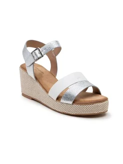 Keilsandaletten in Silber/ Weiß