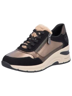 Keilsneakers in Schwarz/ Hellbraun