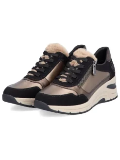 Keilsneakers in Schwarz/ Hellbraun